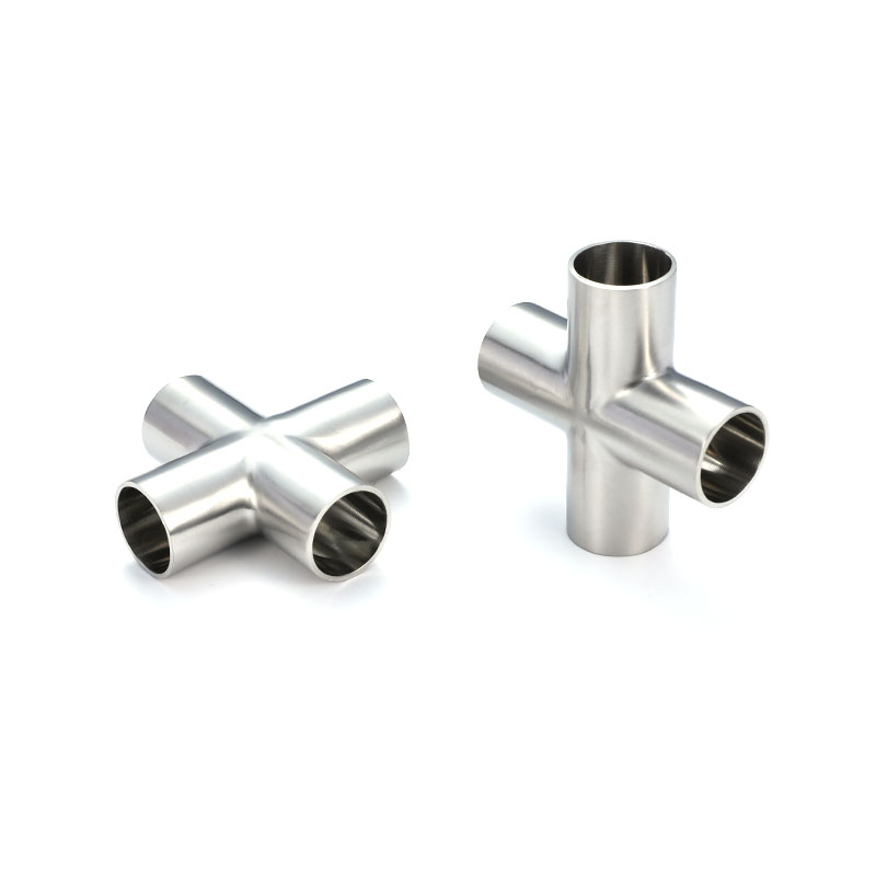 Long Welded Four-Way SA Sanitary Stainless Steel Pipe Fitting